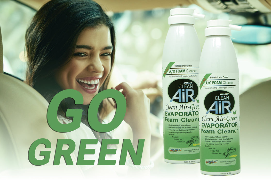 Clean Air® Green - Automotive A/C Evaporator Cleaner with Plant-Based Enzymes | Non-Toxic | Biodegradable | Safe for Humans and Pets | Remove Odor & debris | Increase Airflow | Improve Cooling Efficiency | Provides Long Lasting Freshness!